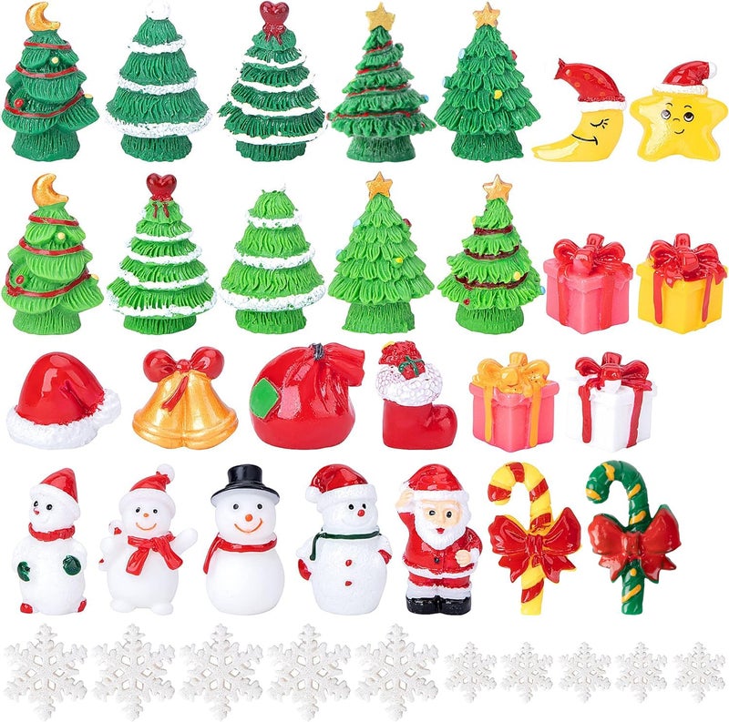 Iceyyyy 37 Pcs Miniature Resin Christmas Figurines-Tiny Figurines Christmas Trees Snowman Santa Claus-Mini Christmas Pendant Decoration for Winter Hloliday Christmas Village Home DIY Kit - Image 1